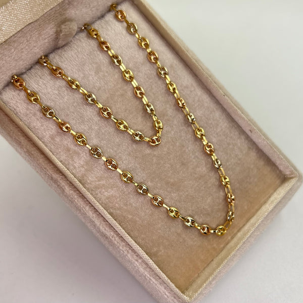 CADENA BABY GC REAZA ITALY  TRES OROS 18K +1 / 4,74 GR / 3 MM / 45 CM