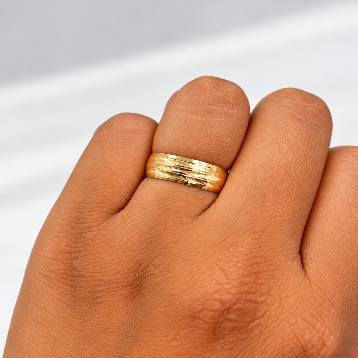 ANILLO ARGOLLA DIAMANTADA ORO AMARILLO 18K / TALLA 7 3/4 / 1,45 GR / 6 MM
