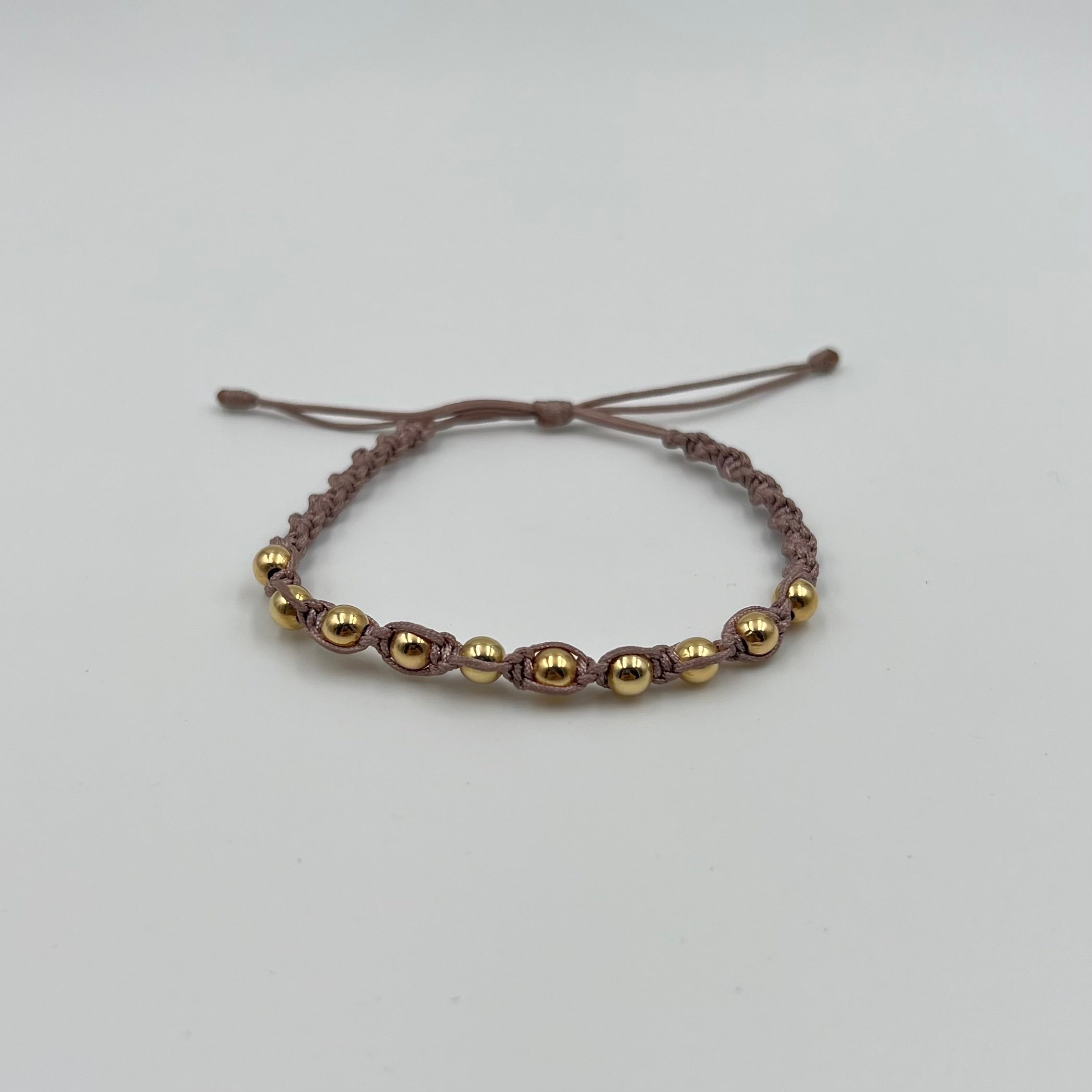 PULSERA TEJIDA ORO ROSA / ENTORCHADA / BOLA LISA 5MM