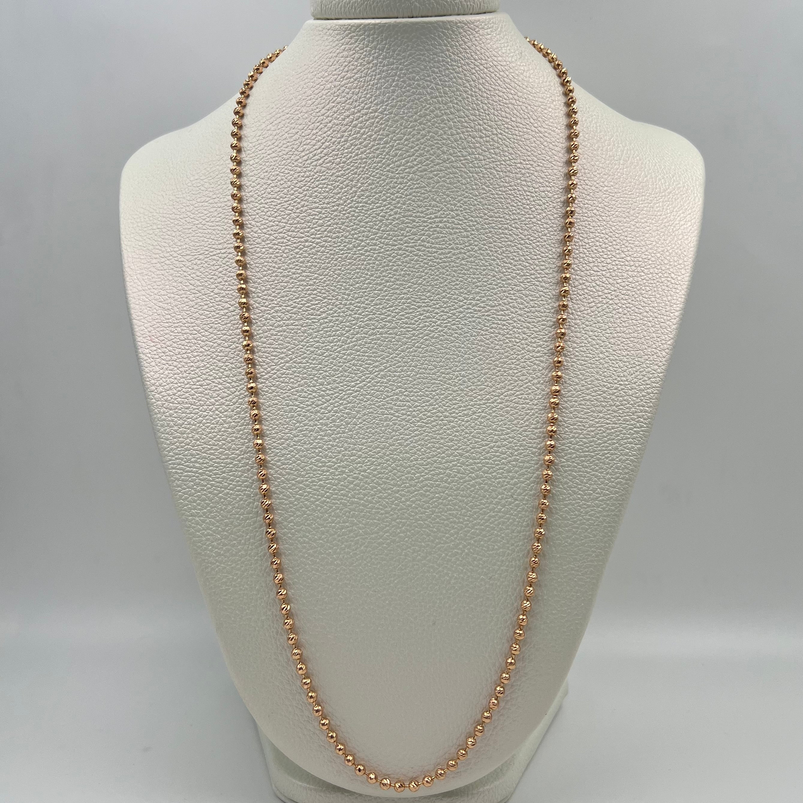 CADENA MILITAR DIAMANTADA ORO ROSA 18K 19,13 GR / 3 MM / 60 CM