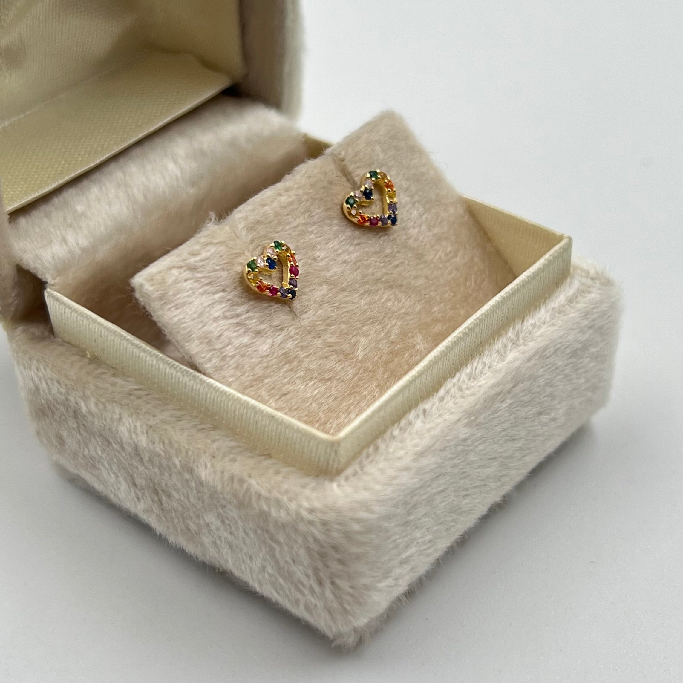 TOPOS CORAZON CIRCONES COLORES  ORO AMARILLO 18K 0,75 GR / 6 MM