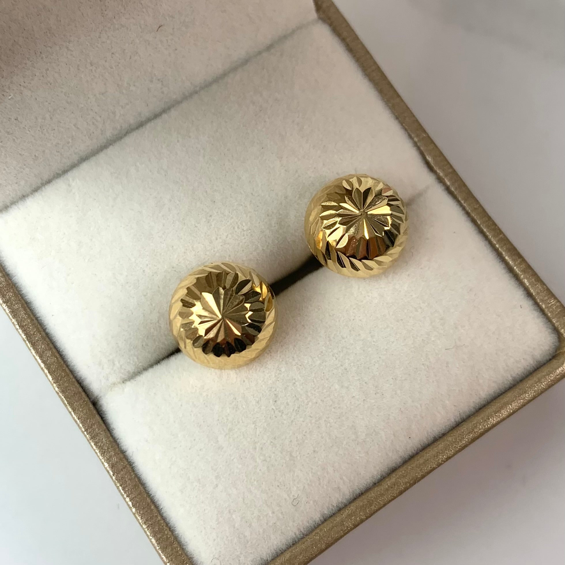 TOPOS MEDIA BOLA DIAMANTADO ORO AMARILLO 18K 1,75 GR / 10 MM