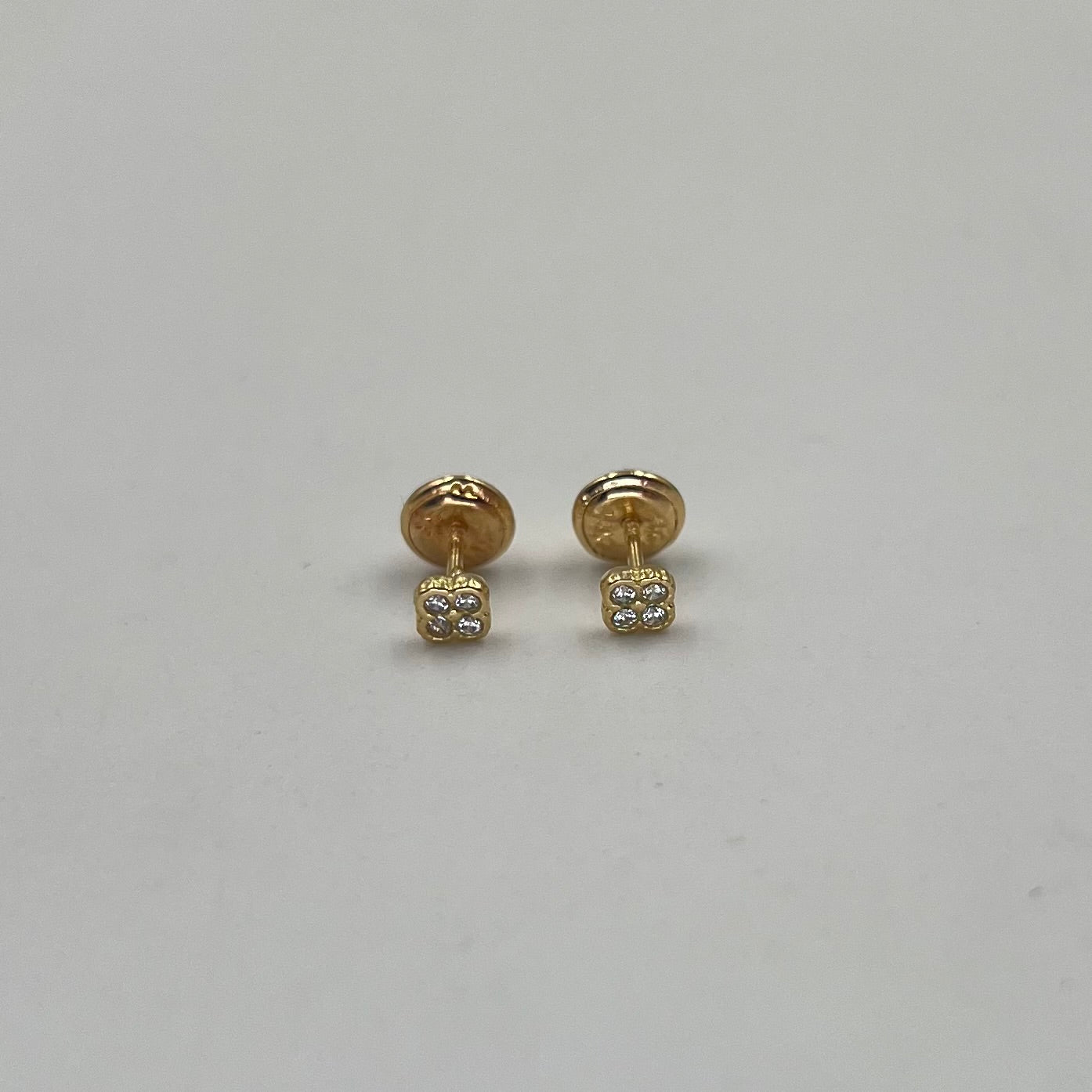 TOPOS TREBOL MINI CIRCON BLANCO  ORO AMARILLO 18K 0,69 GR / 3 MM