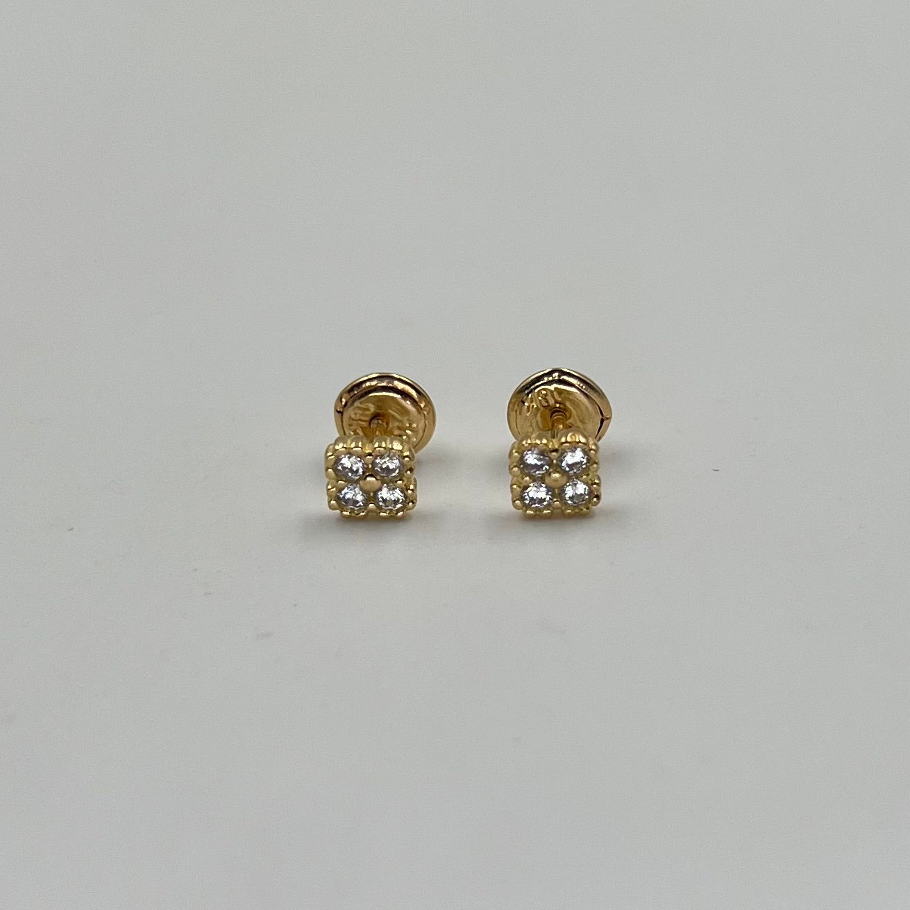 TOPOS TREBOL CIRCON BLANCO  ORO AMARILLO 18K 0,94 GR / 5 MM