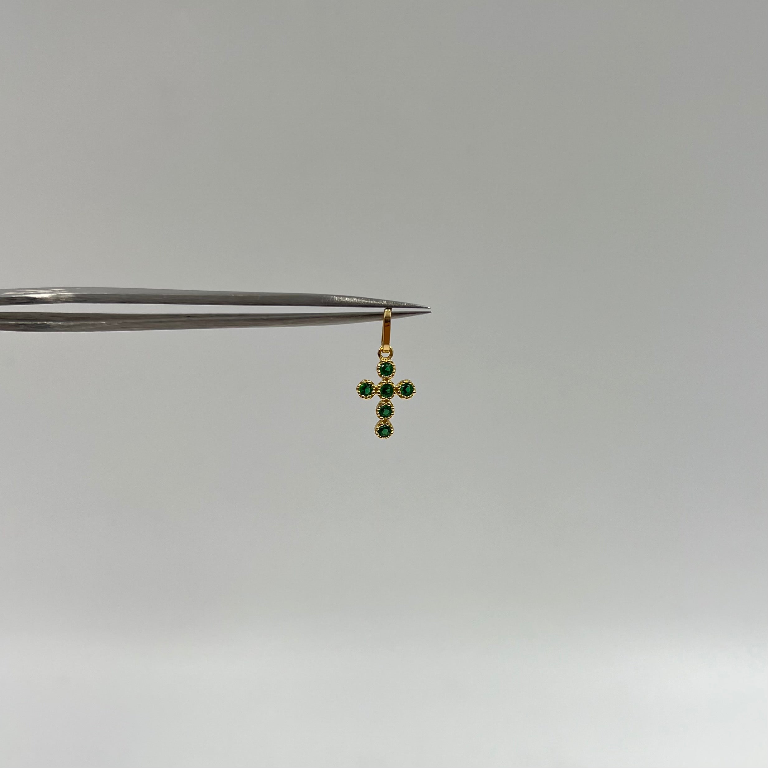 DIJE CRUZ CASTING CIRCULAR VERDE  ORO AMARILLO 18K +1 / 0,63 GR / 3 MM / 1,4 CM