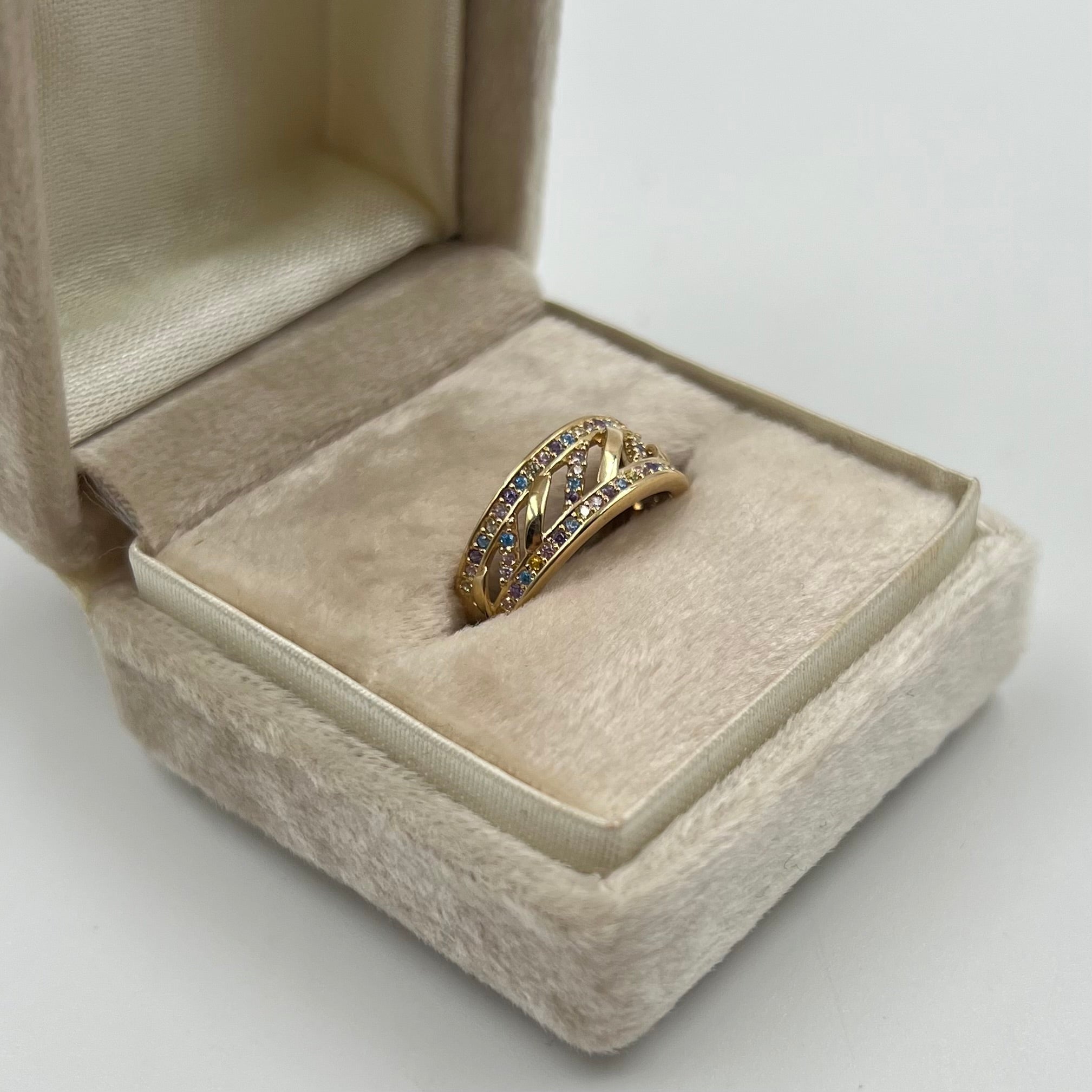 ANILLO DOBLE ENTRELAZADO CASTING COLORES  ORO AMARILLO 18K / TALLA 6 1/4 / 3,54 GR / 7 MM