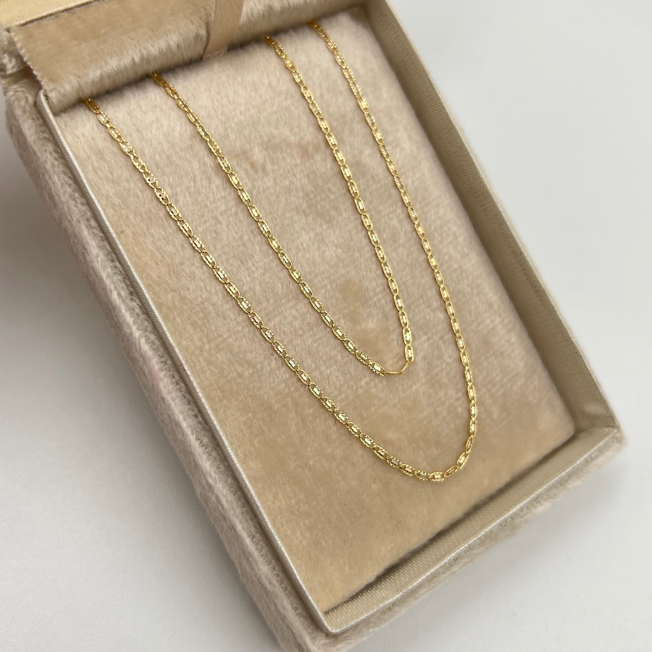 CADENA ITALY PLANA TRES OROS 18K +3 / 1,79 GR / 1,3 MM / 45 CM