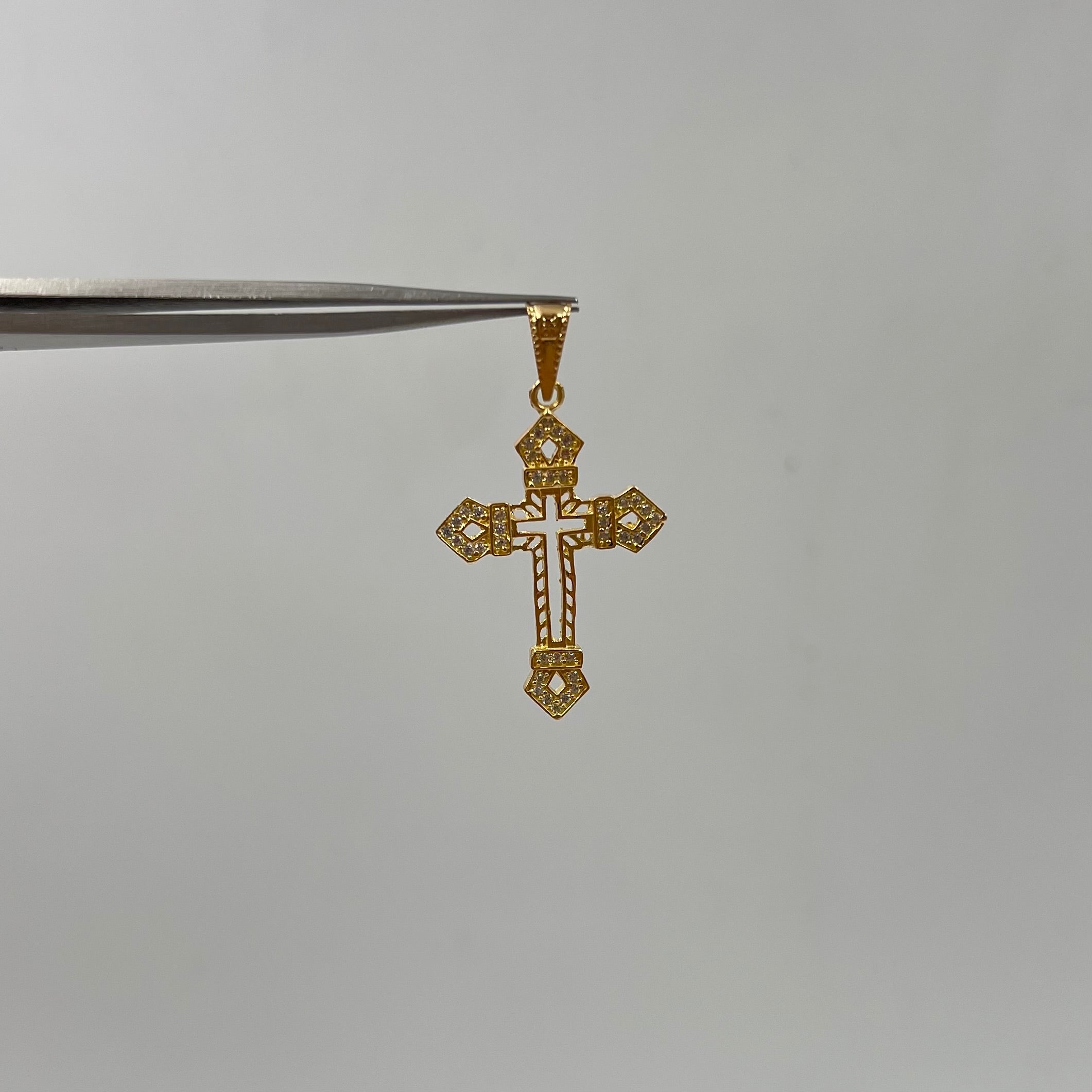 DIJE CRUZ CIRCON BLANCO ORO AMARILLO 18K +1 / 2,06 GR / 6 MM / 3 CM