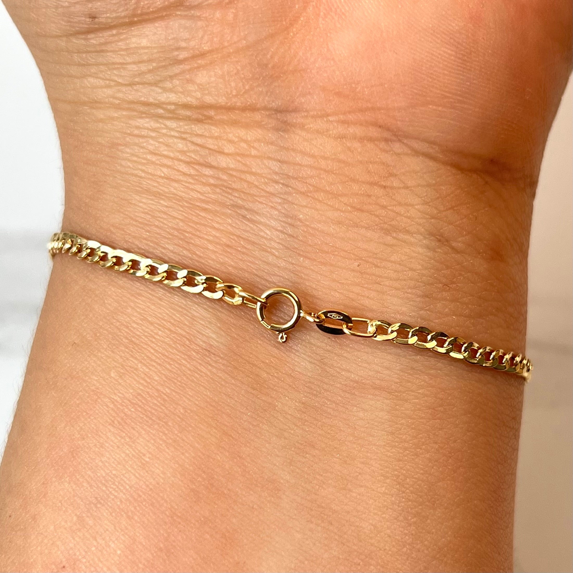 PULSO ITALY MINI CUBANO  ORO AMARILLO 18K +3 / 1,92 GR / 3 MM / 17,5 CM