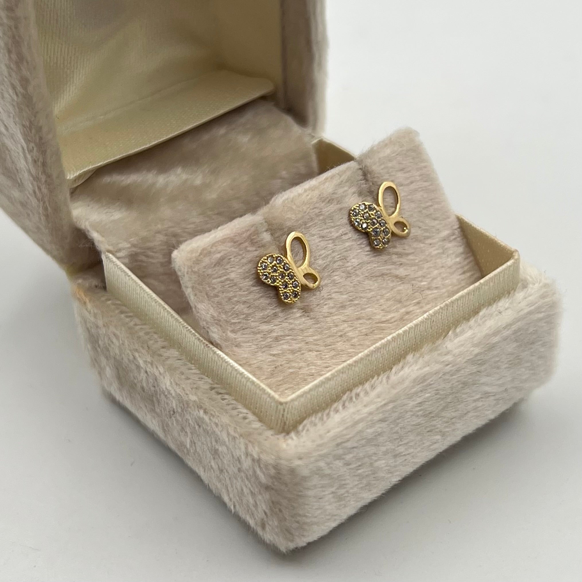 TOPOS MARIPOSA CIRCONES BLANCOS  ORO AMARILLO 18K 0,91 GR / 6 MM