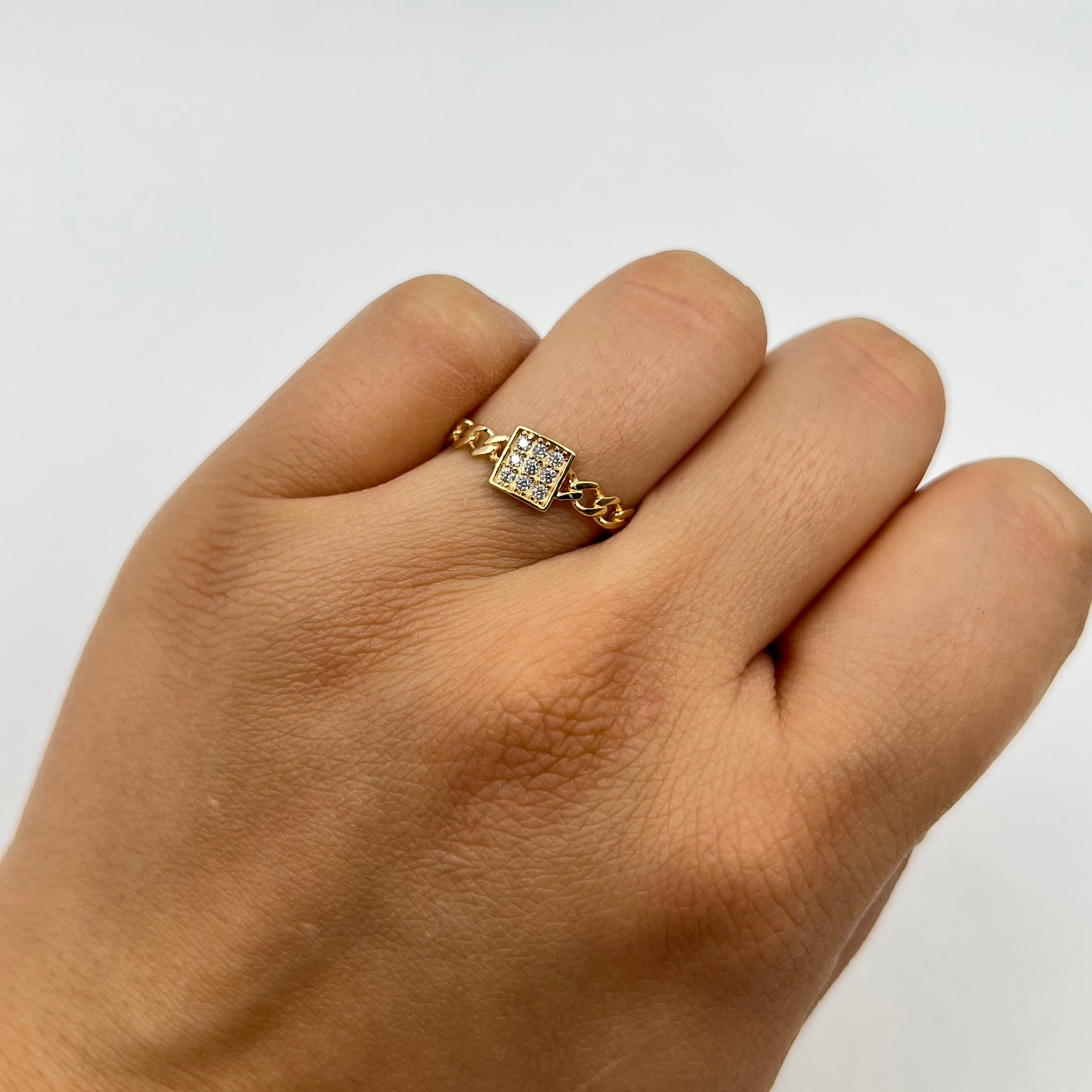 ANILLO CUBANO CON CIRCONES  ORO AMARILLO 18K / TALLA 7 / 1,62 GR / 6 MM