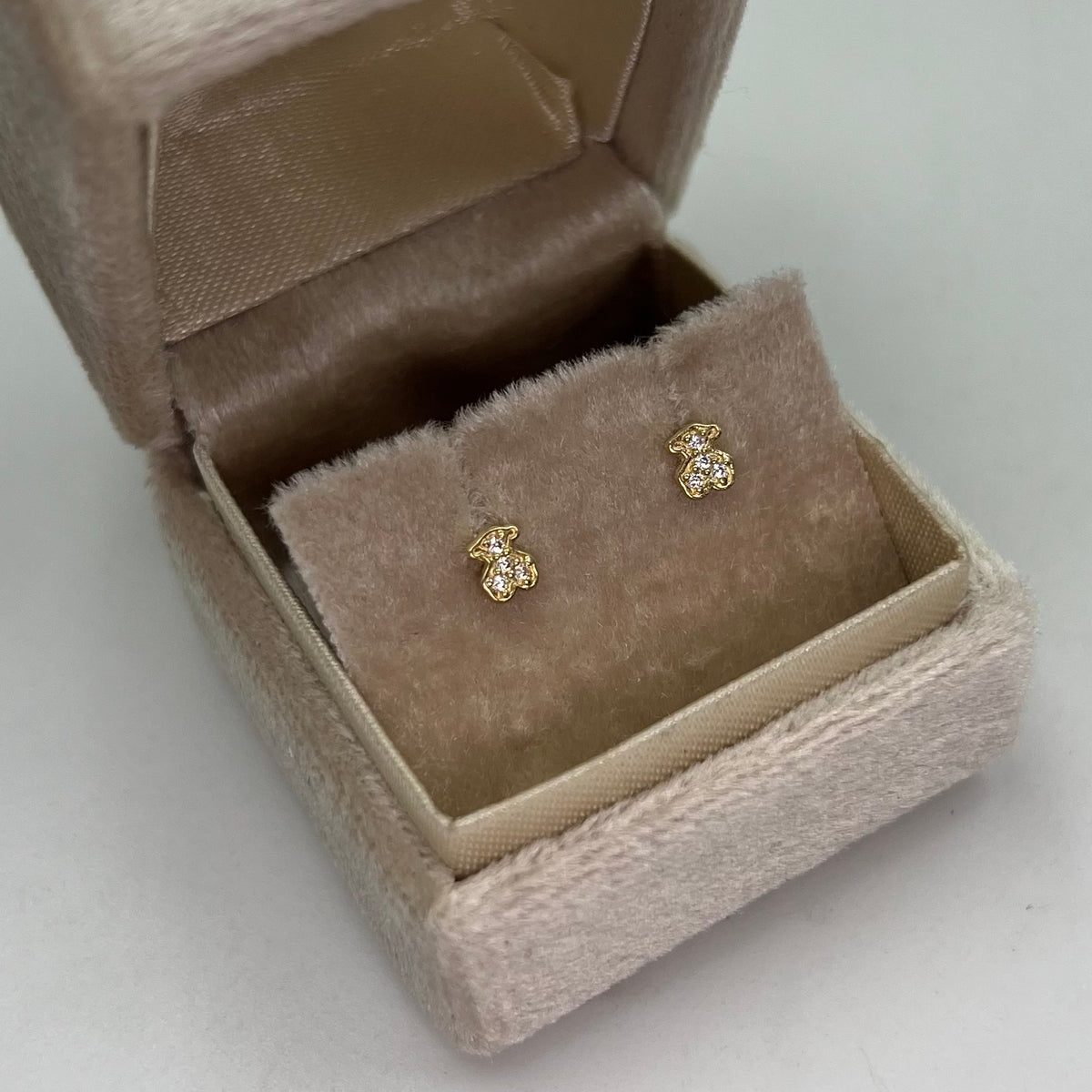 TOPOS OSO CIRCONES BLANCOS  ORO AMARILLO 18K 0,64 GR / 3 MM