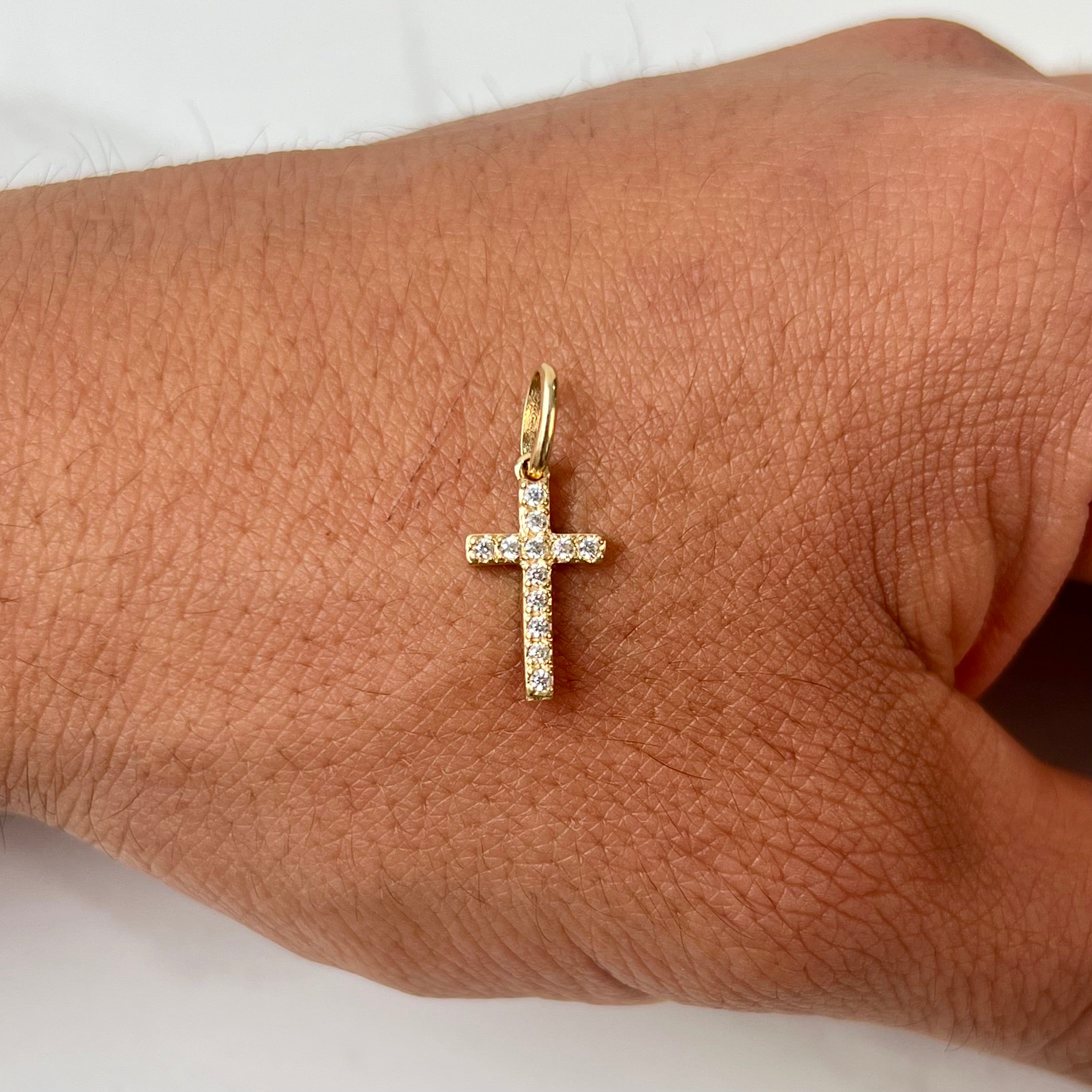 DIJE CRUZ CRINCON BLANCO  ORO AMARILLO 18K 0,89 GR / 8 MM / 1,5 CM