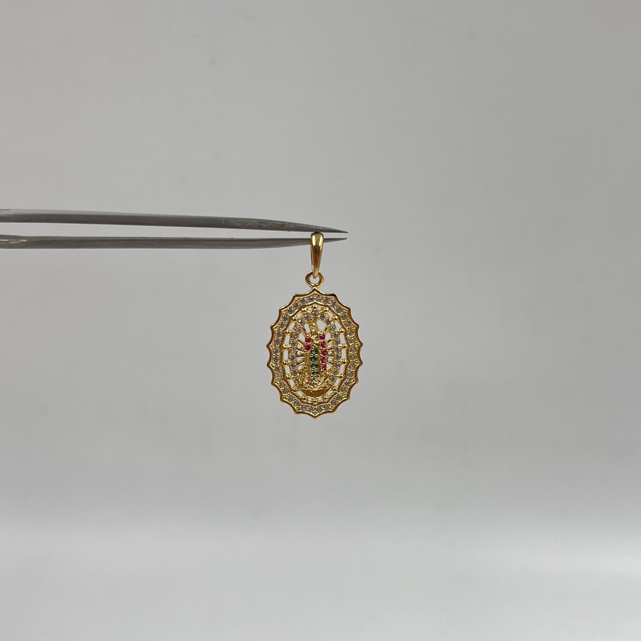 DIJE VIRGEN DE GUADALUPE CIRCONES  ORO AMARILLO 18K 3,72 GR / 16 MM / 2,4 CM