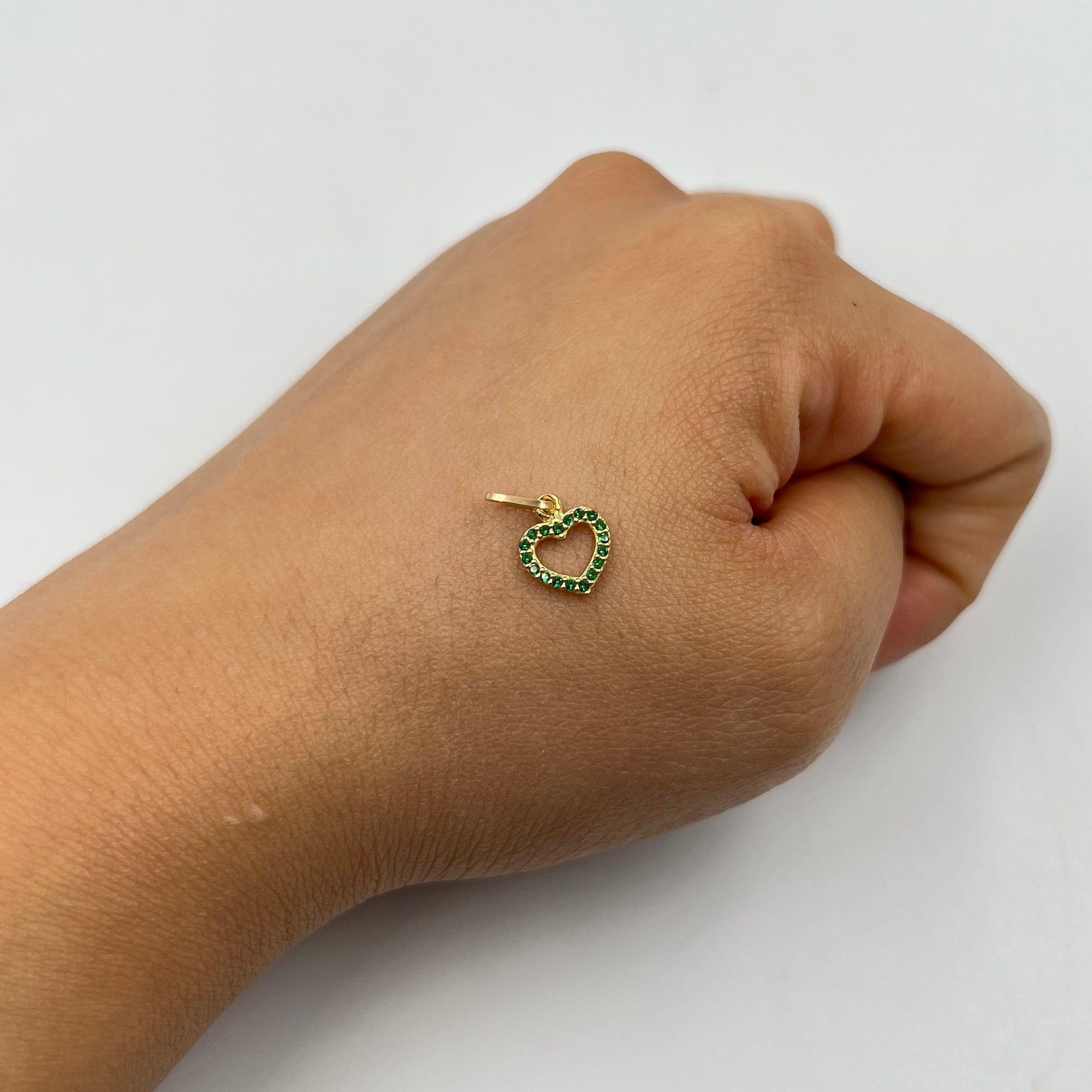 DIJE CORAZON SILUETA CASTING VERDE  ORO AMARILLO 18K +1 / 0,42 GR / 9 MM / 0,9 CM