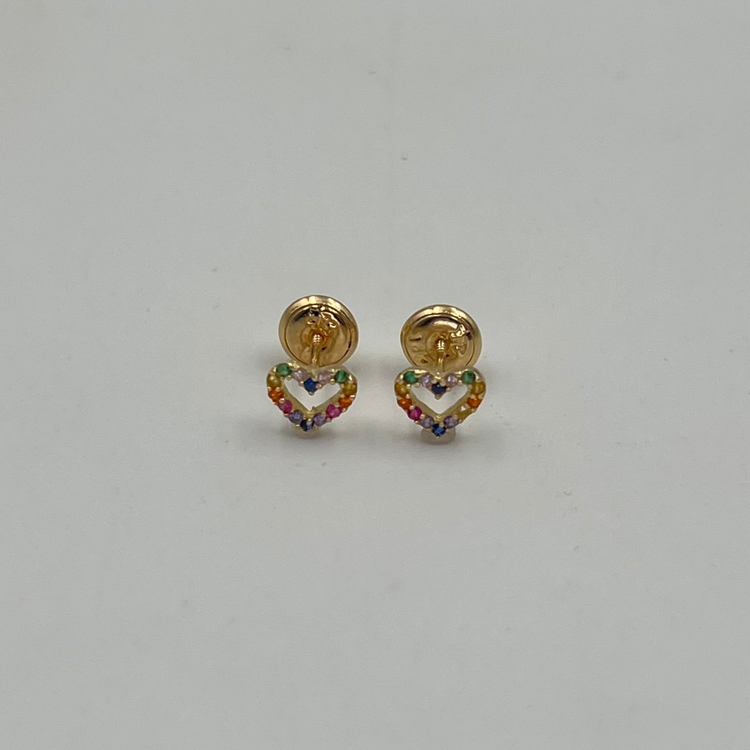TOPOS CORAZON CIRCONES COLORES  ORO AMARILLO 18K 0,75 GR / 6 MM