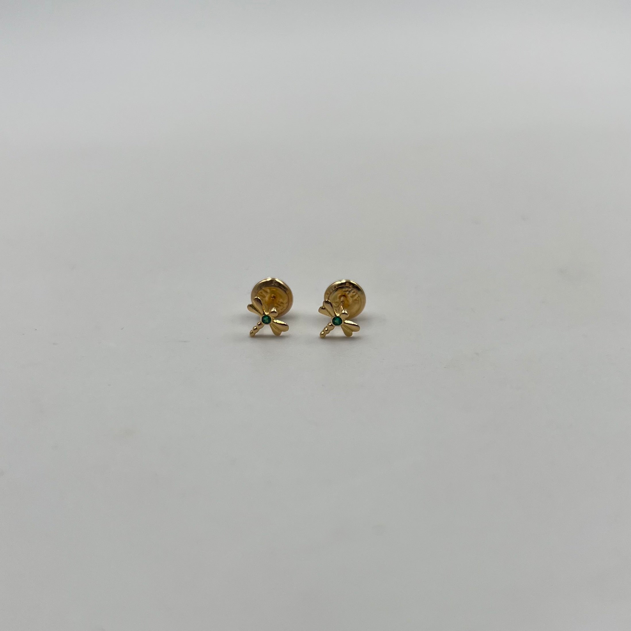 TOPOS LIBELULA CIRCON VERDE  ORO AMARILLO 18K 0,6 GR / 5 MM