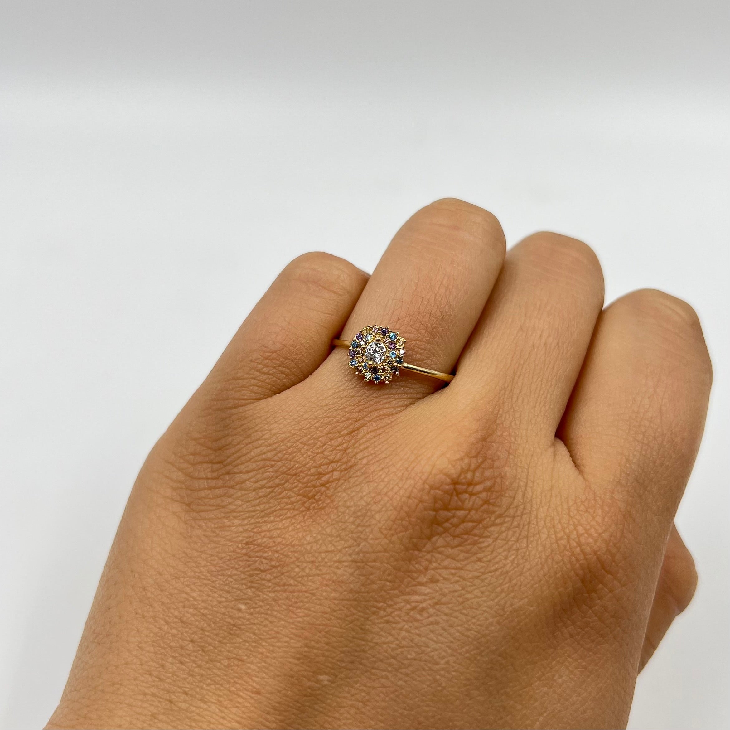 ANILLO HALO CASTING  ORO AMARILLO 18K / TALLA 7 / 1,4 GR / 8 MM