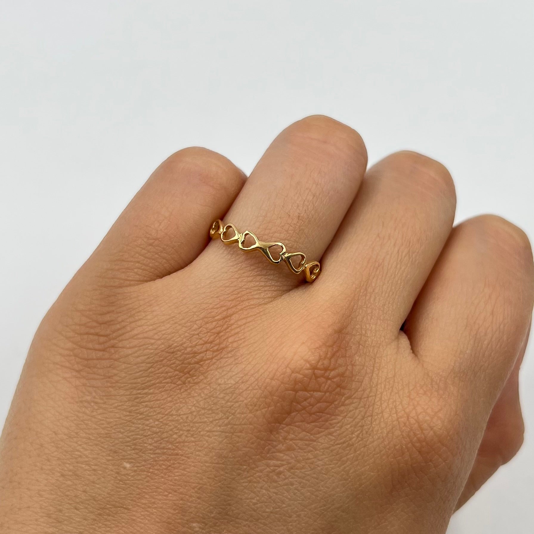 ANILLO CORAZONES  ORO AMARILLO 18K / TALLA 8/5 / 1,24 GR / 4 MM