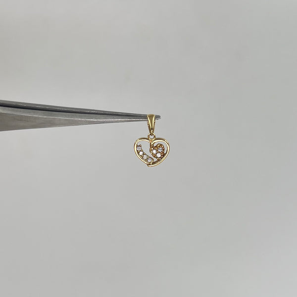 DIJE  ITALY CORAZON EN SILUETA CIRCONES BLANCOS ORO AMARILLO 18K 0,76 GR / 9 MM / 0,8 CM