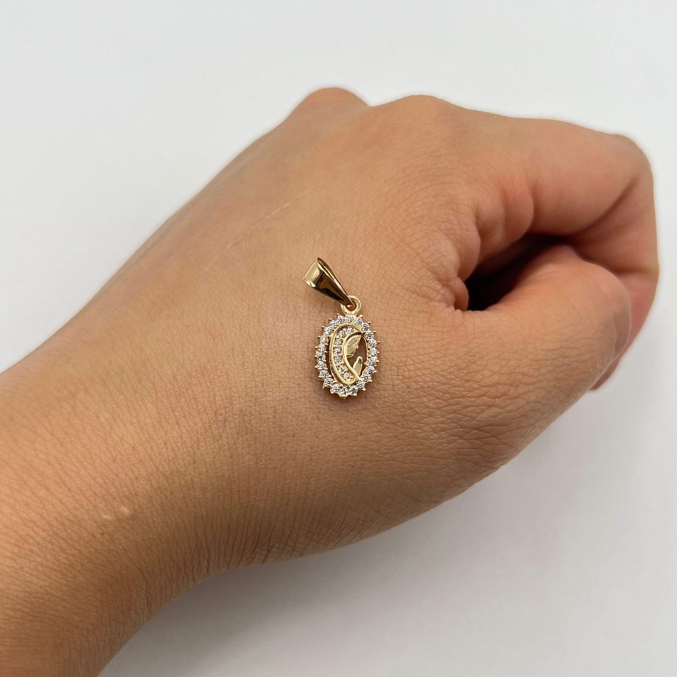 DIJE VIRGEN DE GUADALUPE CIRCONES ORO AMARILLO 18K 1,04 GR / 8 MM / 1,4 CM