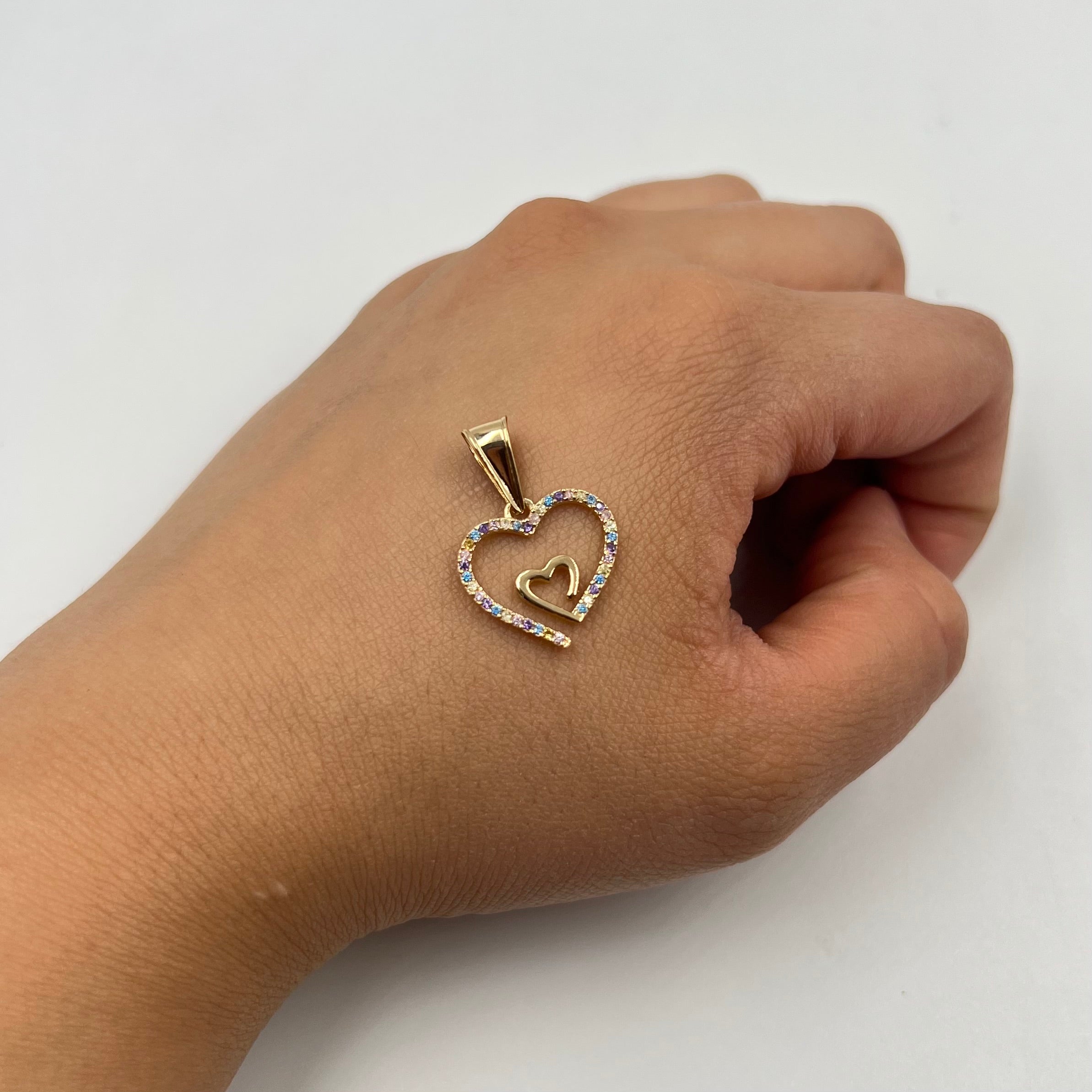 DIJE CORAZON SILUETA DOBLE CASTING  ORO AMARILLO 18K 1,34 GR / 16 MM / 1,5 CM
