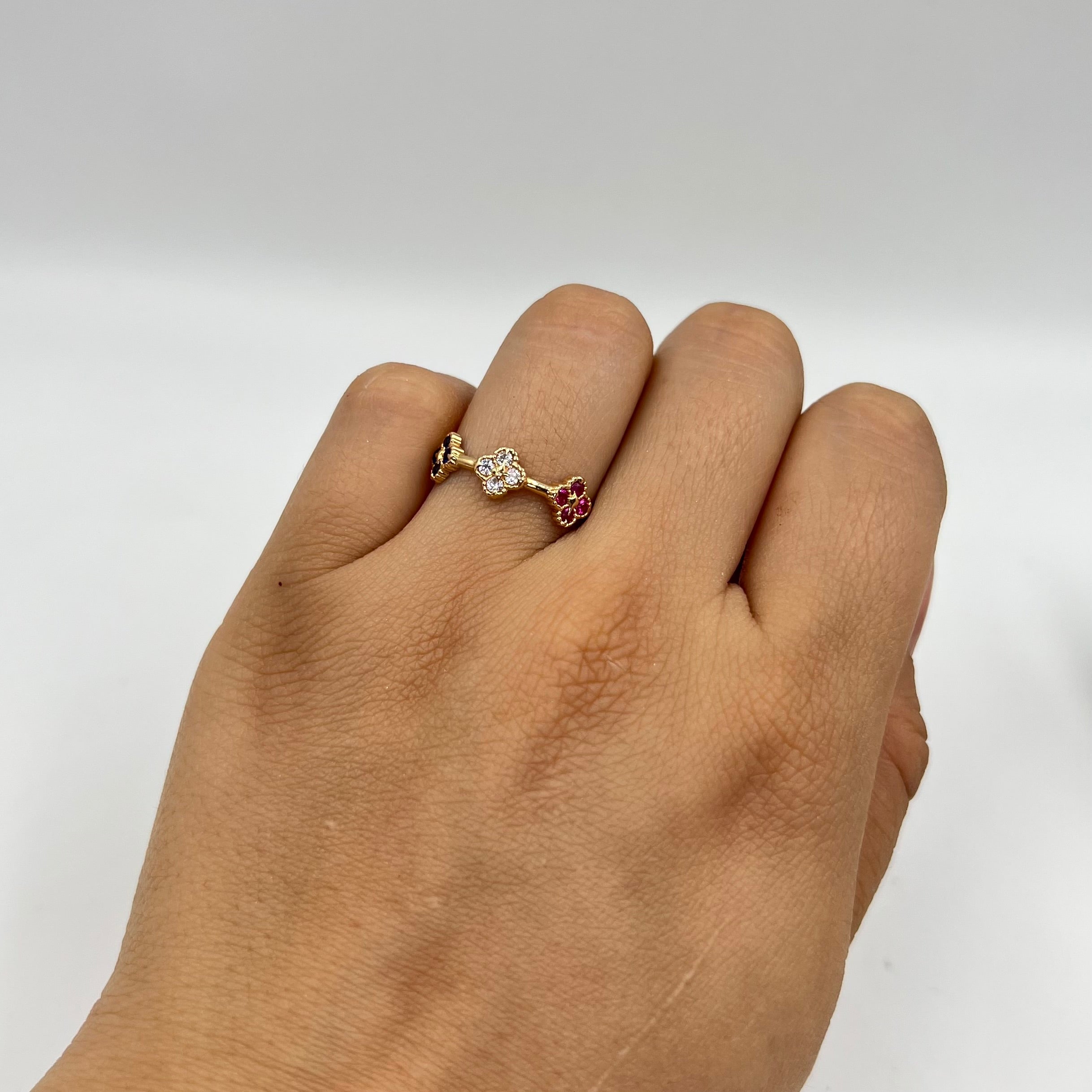 ANILLO TREBOL COLORES  ORO AMARILLO 18K / TALLA 6/5 / 1,37 GR / 5 MM