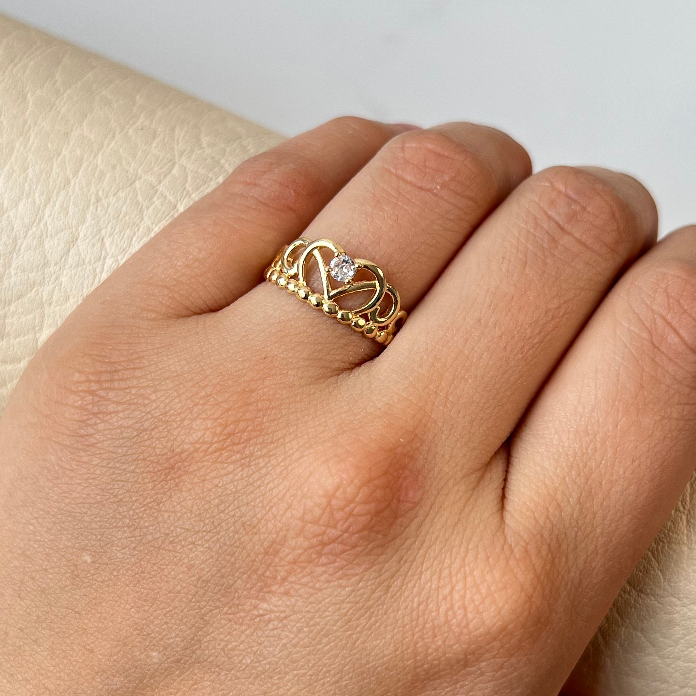 ANILLO ANILLO CORONA CORAZON  ORO AMARILLO 18K / TALLA 6/5 / 2,03 GR / 1,4 MM