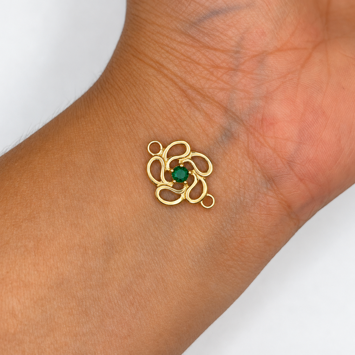 HERRAJE FLOR CIRCON VERDE ORO AMARILLO 18K 0,63 GR / 1,6 CM