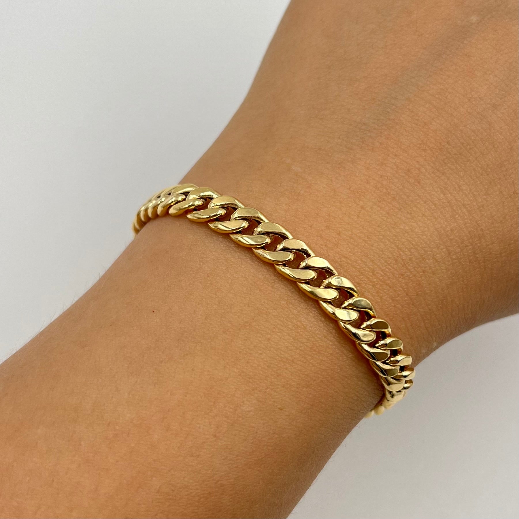PULSO ITALY CUBANO  ORO AMARILLO 18K +3 / 5,03 GR / 6,6 MM / 21 CM
