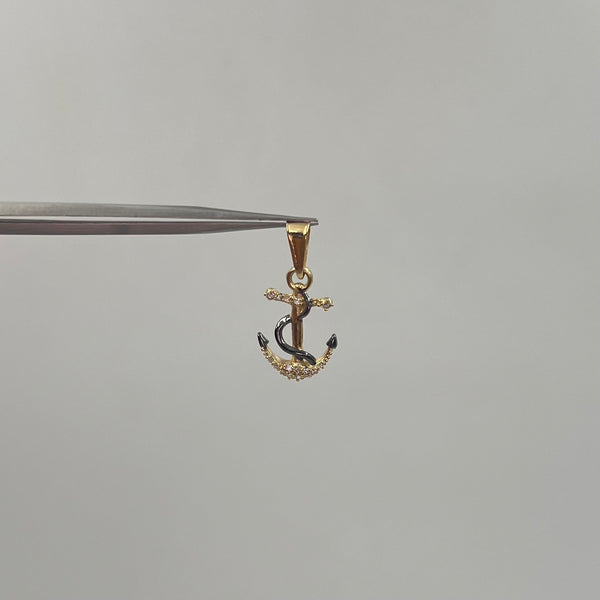 DIJE ANCLA CIRCONES BLANCOS ORO AMARILLO 18K 1,16 GR / 11 MM / 1,7 CM