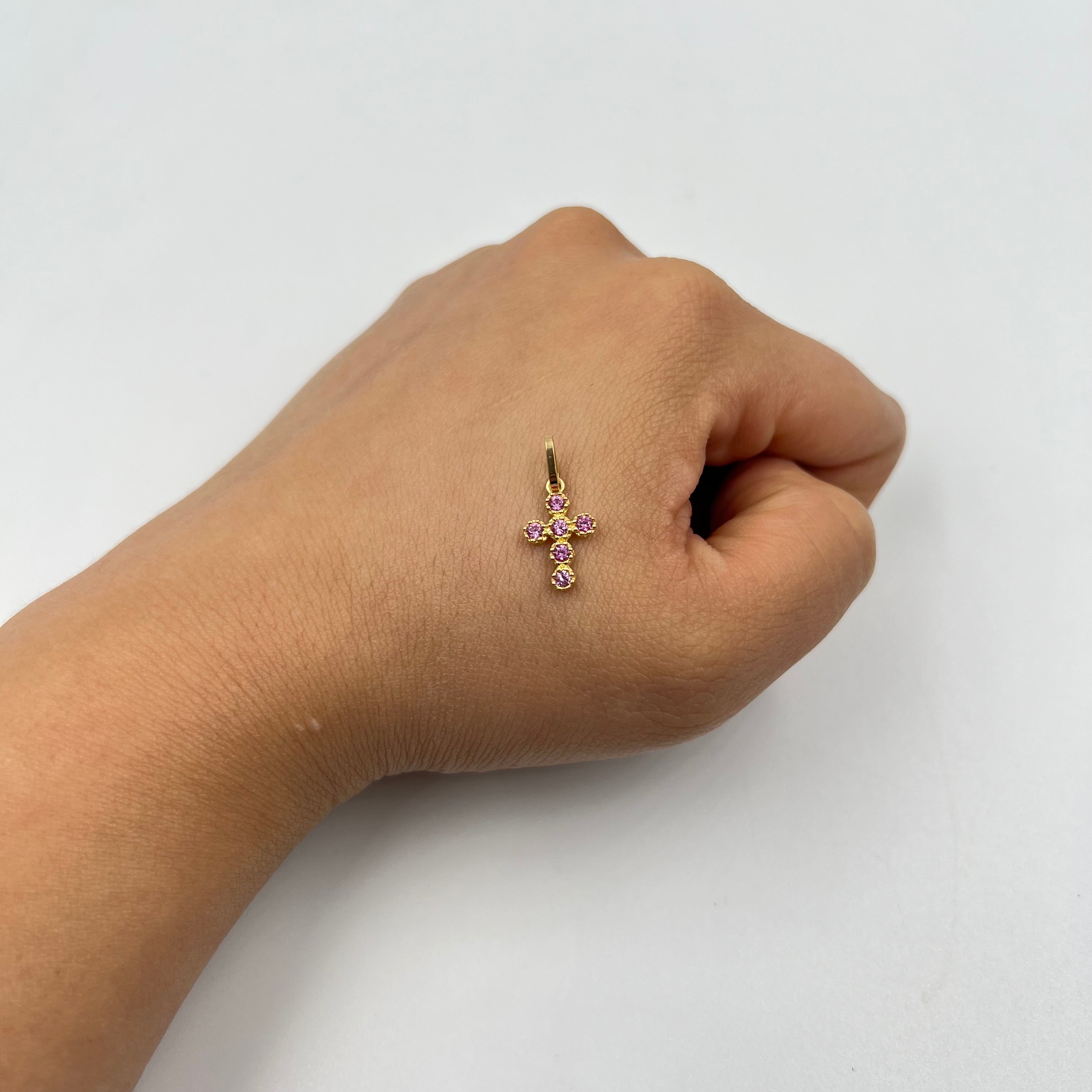 DIJE CRUZ CASTING CIRCULAR ROSADO ORO AMARILLO 18K +1 / 0,68 GR / 3 MM / 1,4 CM