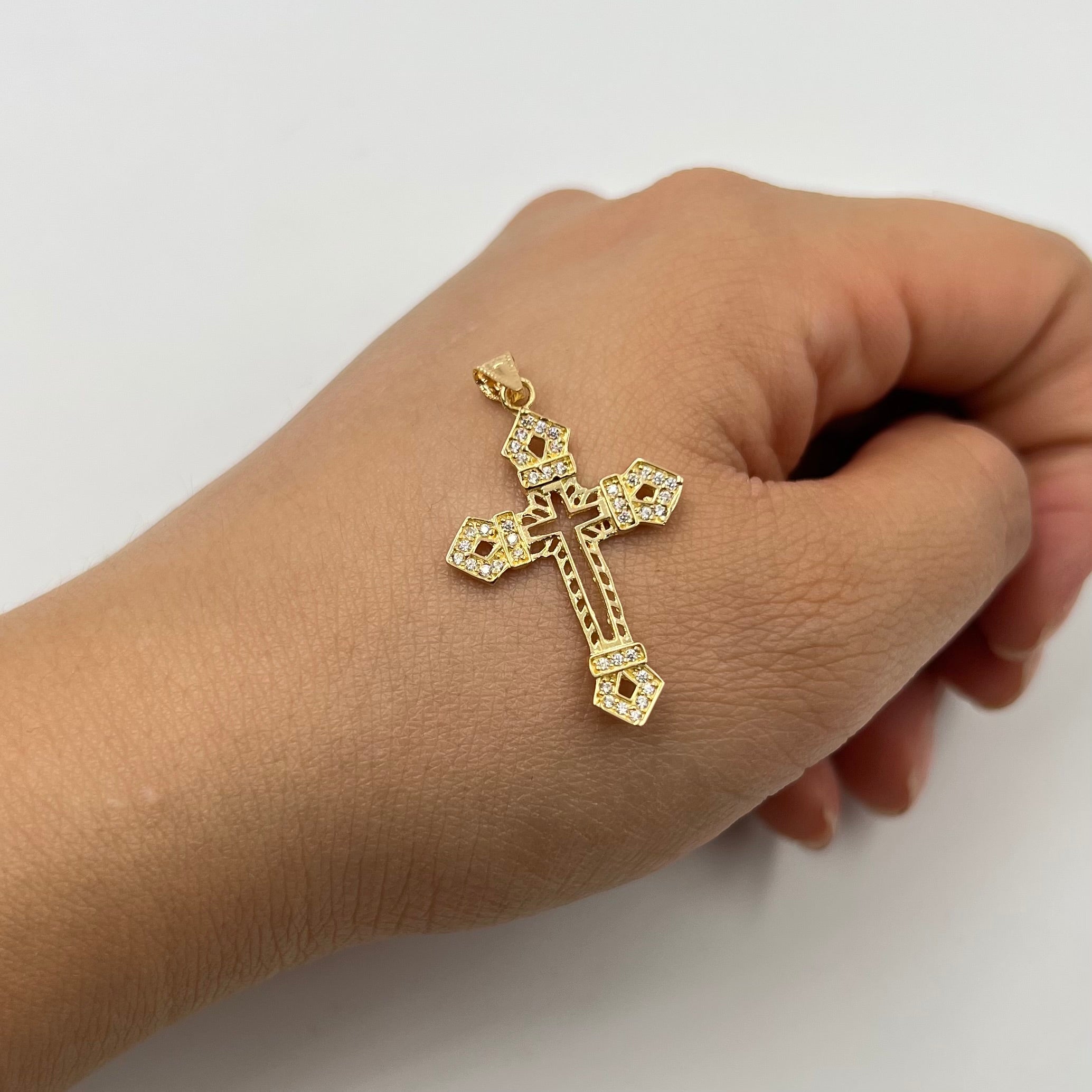 DIJE CRUZ CIRCON BLANCO ORO AMARILLO 18K +1 / 2,06 GR / 6 MM / 3 CM