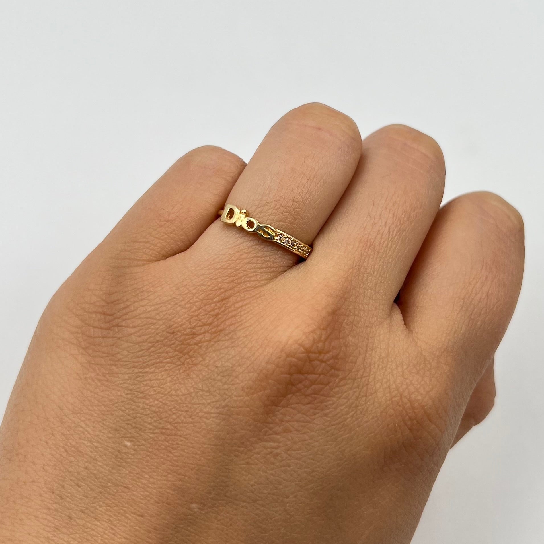 ANILLO DIOS CIRCONES  ORO AMARILLO 18K / TALLA 4/5 / 1,29 GR / 2 MM