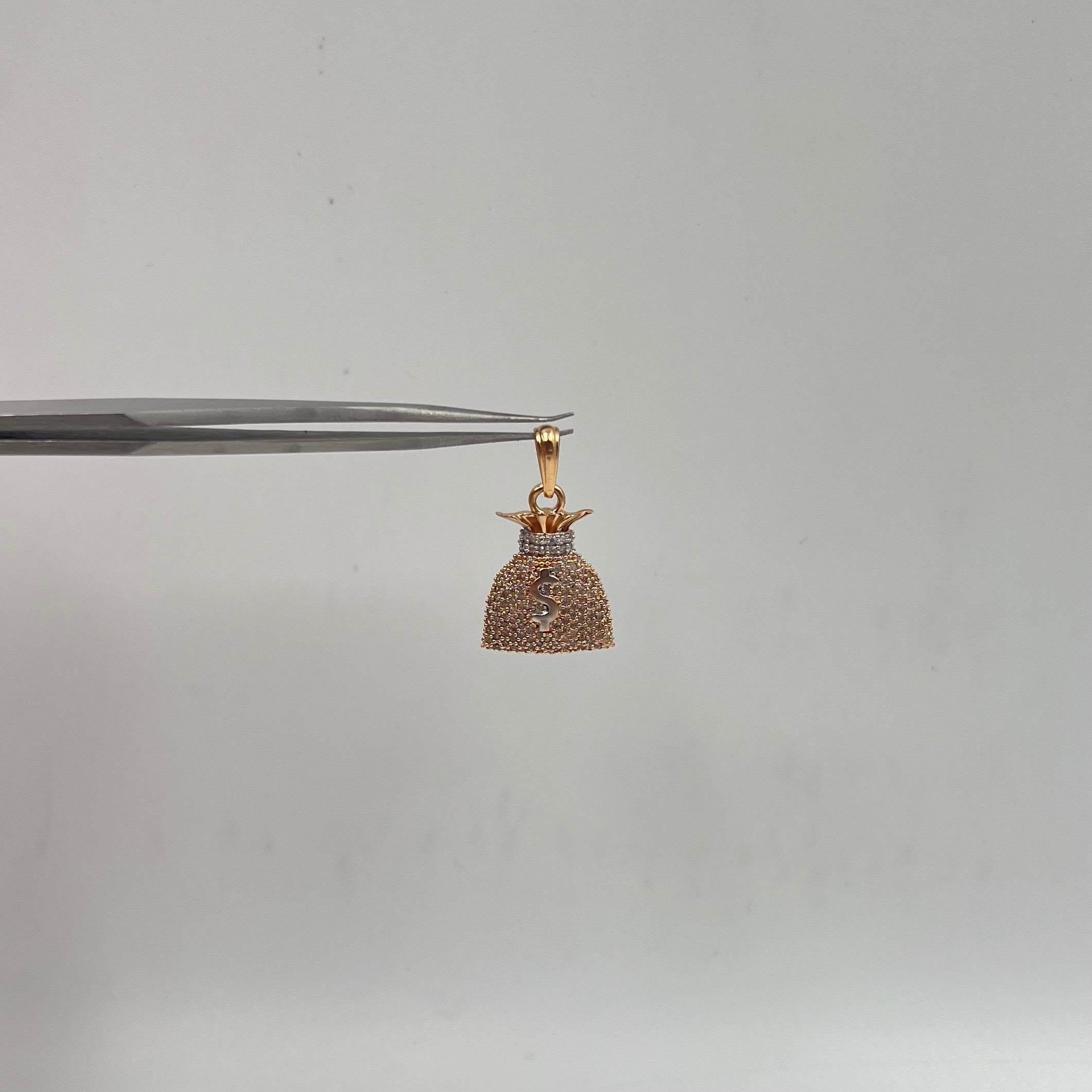 DIJE BOLSA DE DINERO CON CIRCONES ORO ROSA 18K 4,08 GR / 16 MM / 2,1 CM