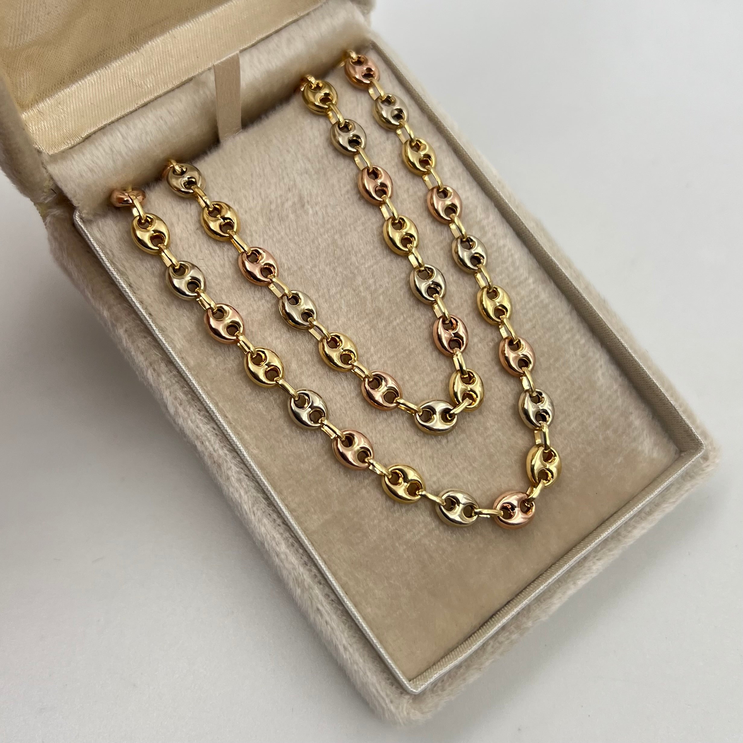 CADENA GC  BROCHE ITALY TRES OROS 18K 12,18 GR / 5,4 MM / 60 CM