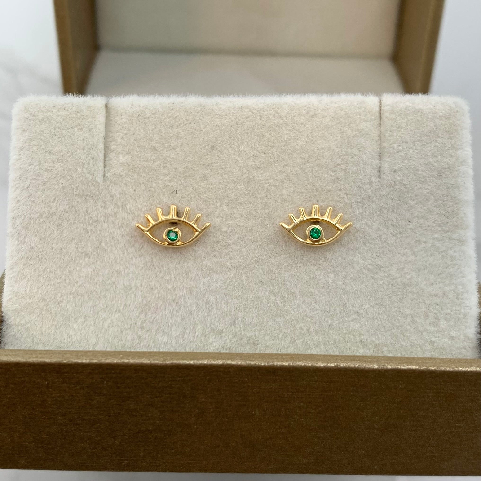 TOPOS OJO / CIRCON VERDE ORO AMARILLO 18K 0,7 GR / 8,5 MM