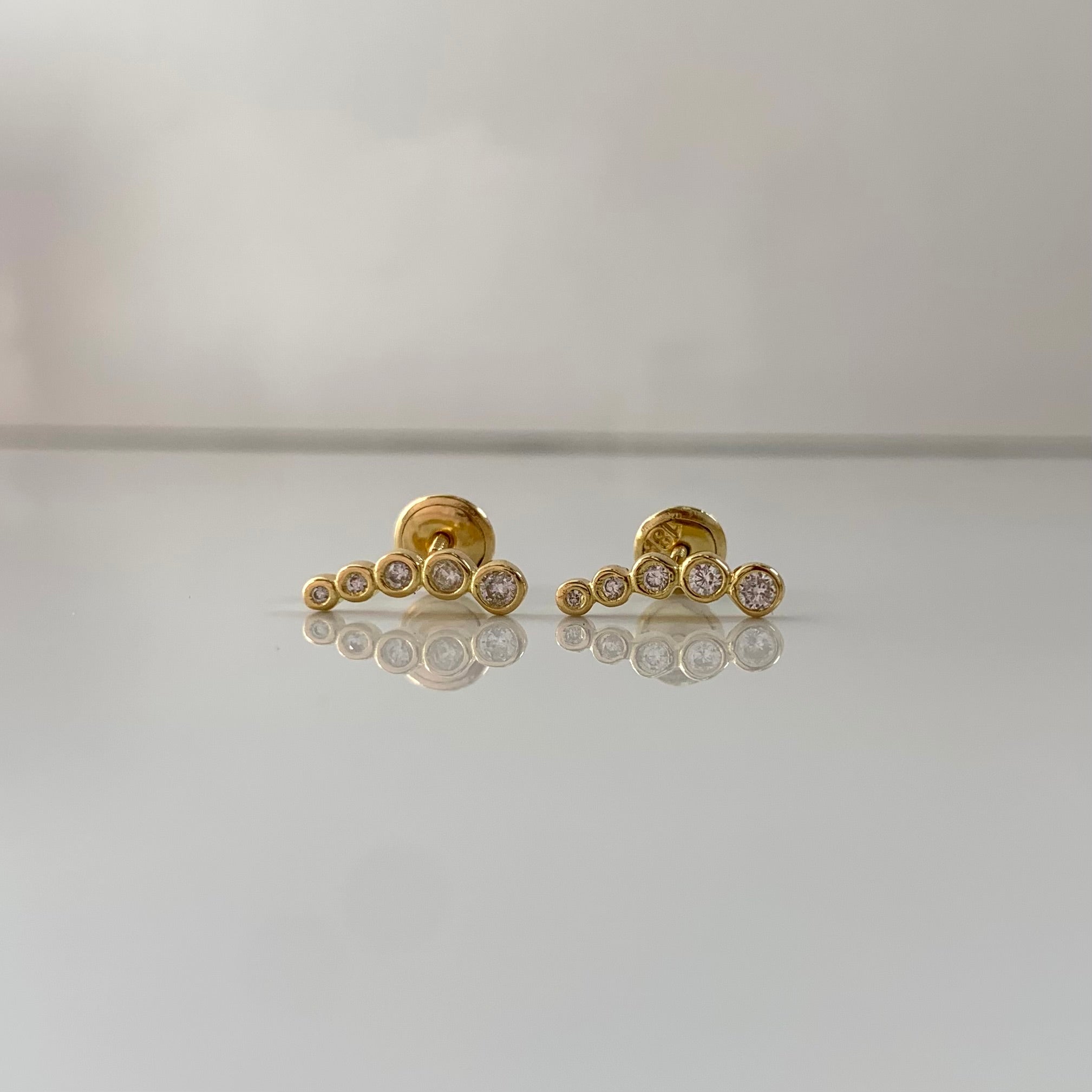 TOPOS GUSANO / CIRCONES BLANCOS  ORO AMARILLO 18K 1,15 GR / 11 MM