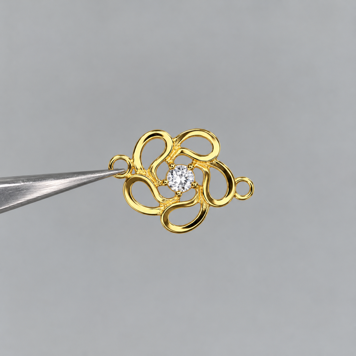 HERRAJE FLOR CIRCON BLANCO ORO AMARILLO 18K 0,69 GR / 1,6 CM