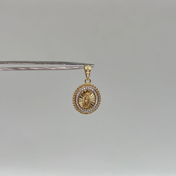 DIJE CIRCULAR VIRGEN DE GUADALUPE CASTING  ORO AMARILLO 18K +2 / 3,03 GR / 15 MM / 2 CM