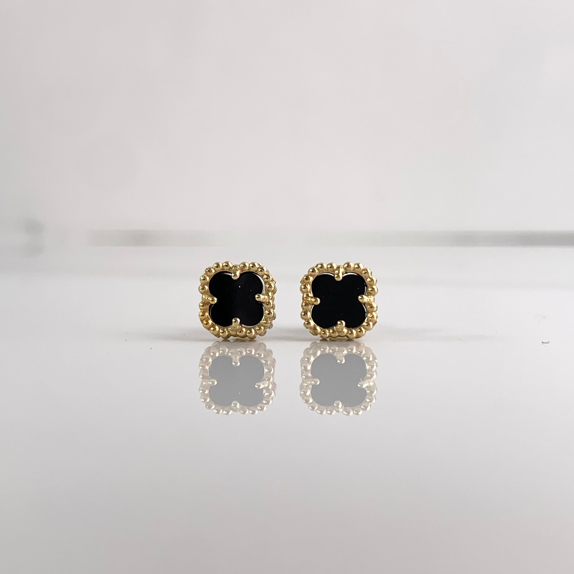 TOPOS TREBOL VYCA NEGROS NAC ORO AMARILLO 18K +1 / 2 GR / 8 MM
