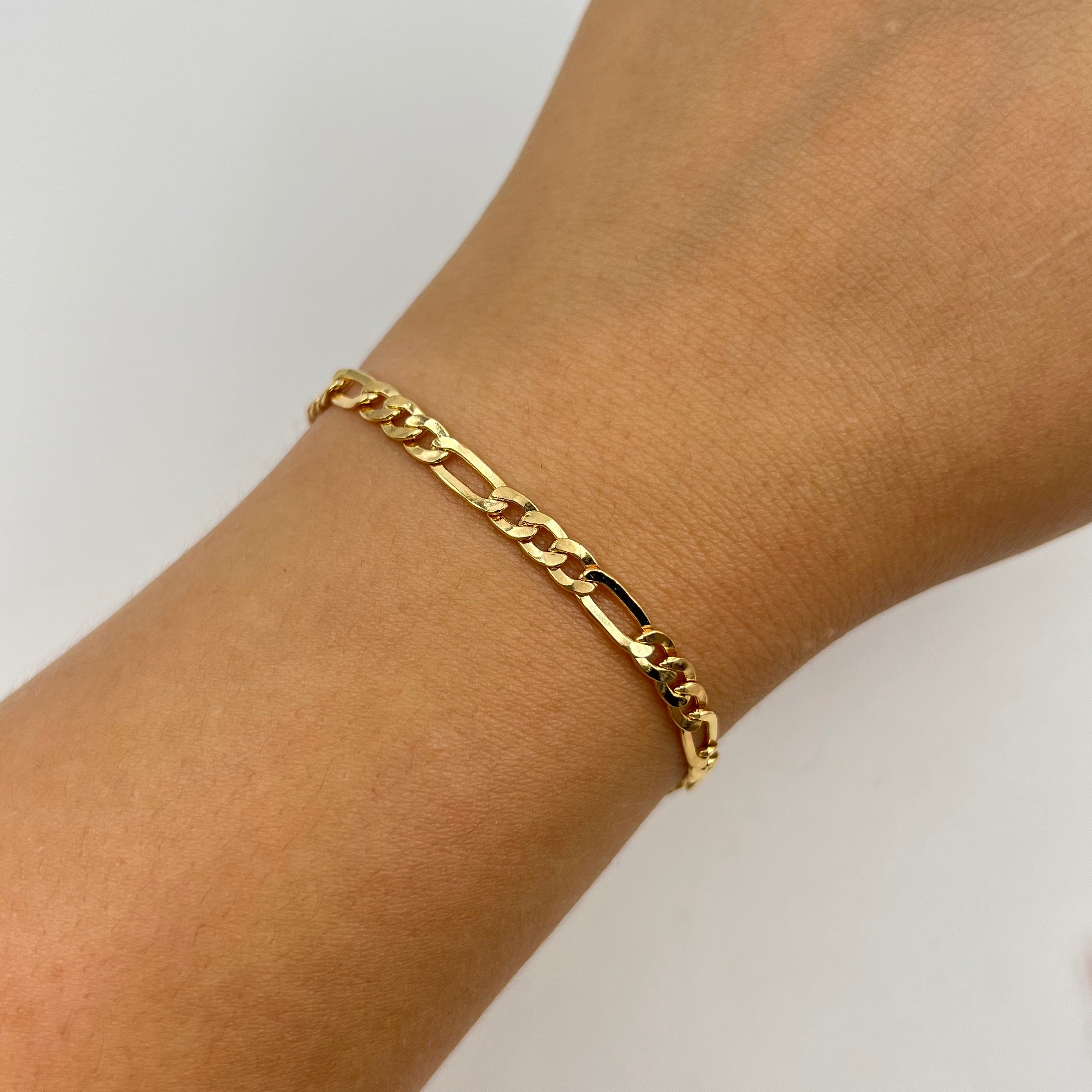 PULSO ITALY FIGARO ORO AMARILLO 18K +3 / 3,54 GR / 3,9 MM / 18,5 CM