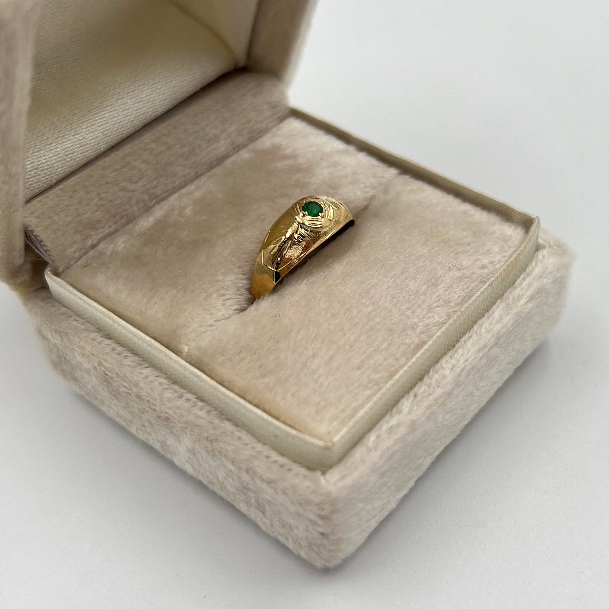 ANILLO TROQUELADO CIRCON VERDE ORO AMARILLO 18K / TALLA 7 / 1,05 GR / 6 MM