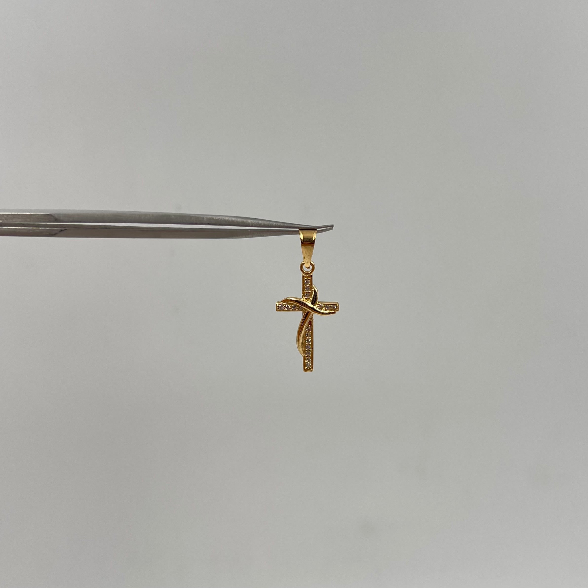 DIJE CRUZ CIRCON BLANCO  ORO AMARILLO 18K 1,42 GR / 2 MM / 2,2 CM