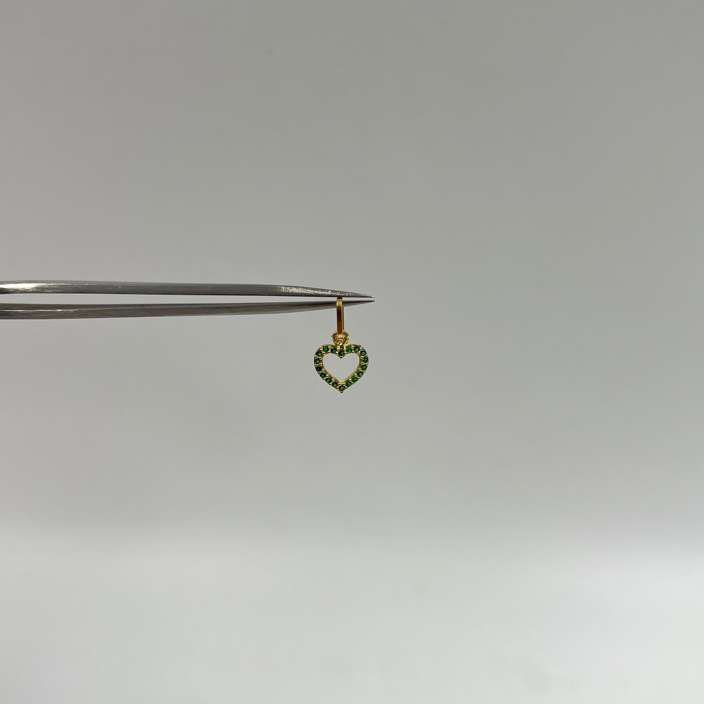 DIJE CORAZON SILUETA CASTING VERDE  ORO AMARILLO 18K +1 / 0,42 GR / 9 MM / 0,9 CM
