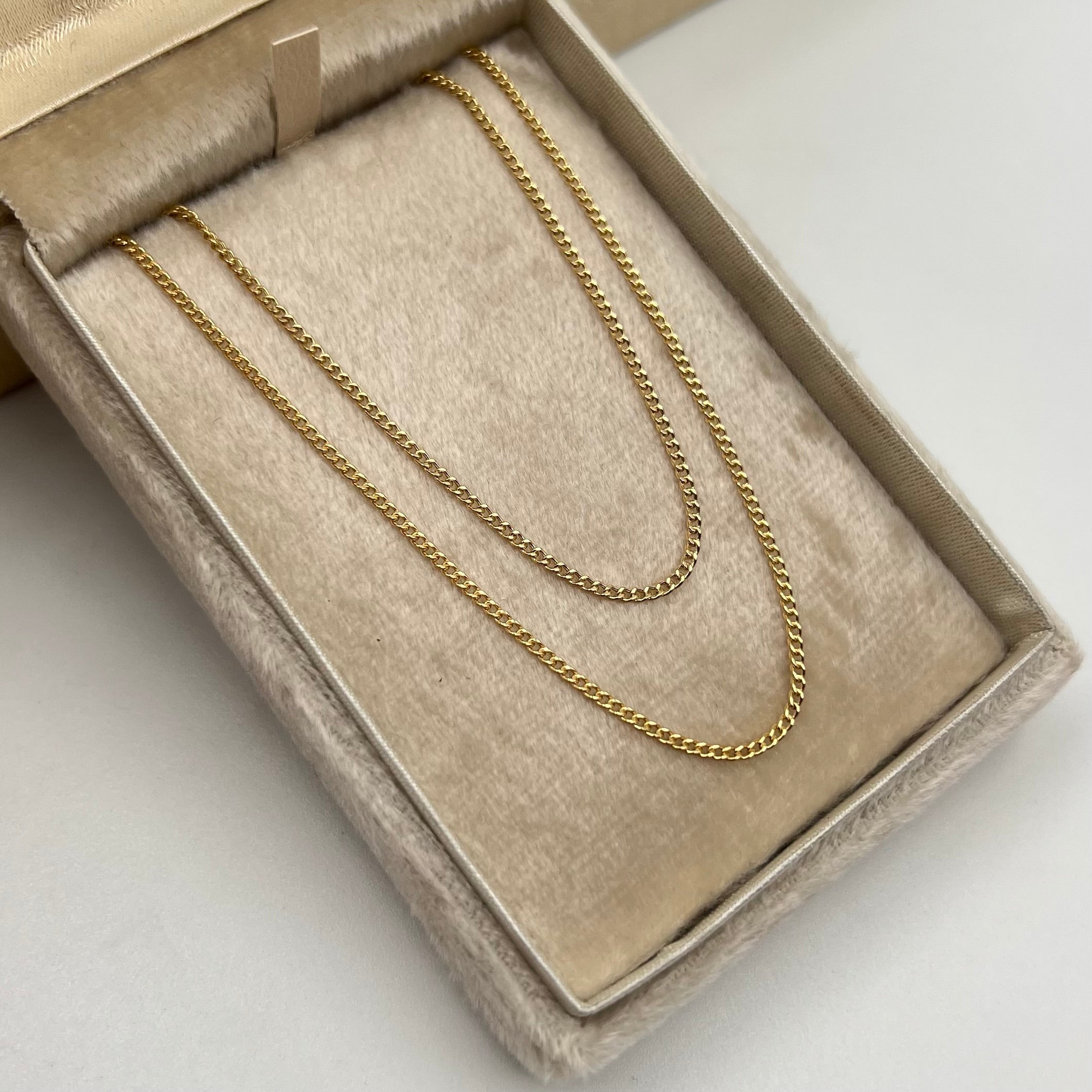 CADENA ITALY MINI CUBANA  ORO AMARILLO 18K +3 / 1,9 GR / 1,4 MM / 60 CM