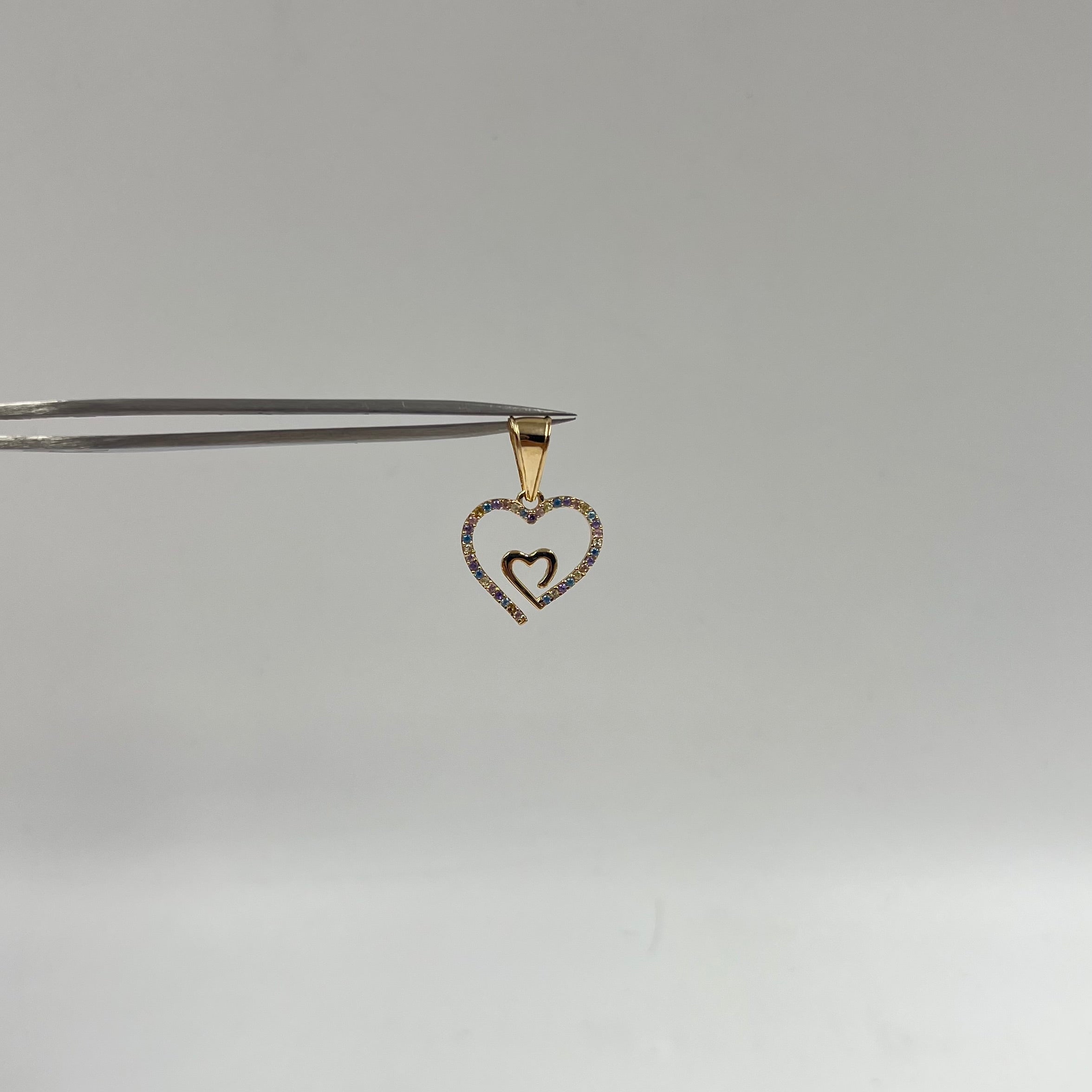 DIJE CORAZON SILUETA DOBLE CASTING  ORO AMARILLO 18K 1,34 GR / 16 MM / 1,5 CM