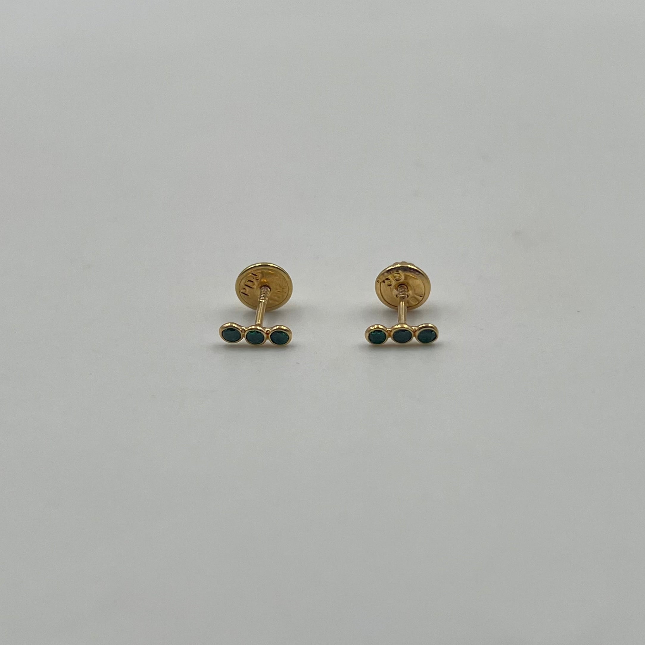 TOPOS TRIO CIRCONES VERDE  ORO AMARILLO 18K 0,55 GR / 7 MM