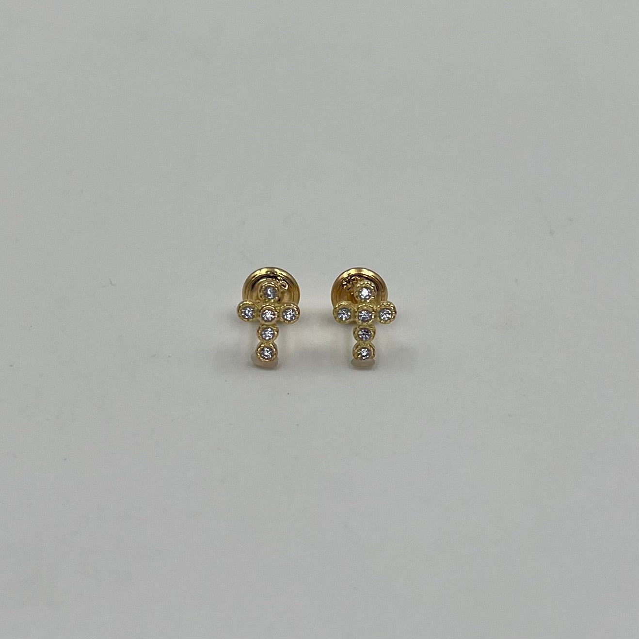 TOPOS CRUZ CIRCON BLANCO  ORO AMARILLO 18K 0,97 GR / 42 MM