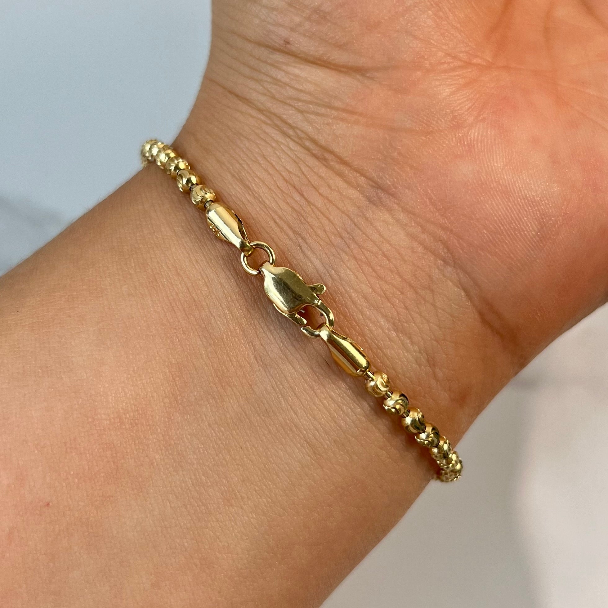 PULSO MILITAR DIAMANTADO ORO AMARILLO 18K +2 / 6,5 GR / 3 MM / 18 CM